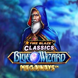 Slots logo of Fire Blaze Blue Wizard Megaways from Rarestone Gaming at Casoola Casino